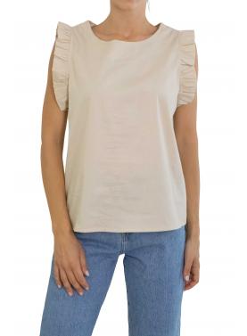 T shirt con rouge tinta unita 